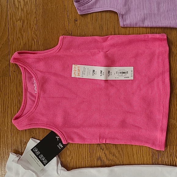 OKIE DOKIE AND JUMPING BEANS GIRLS BUNDLE OF 3 SHIRTS/TANKS SIZE 12 MONTHS - Picture 3 of 14